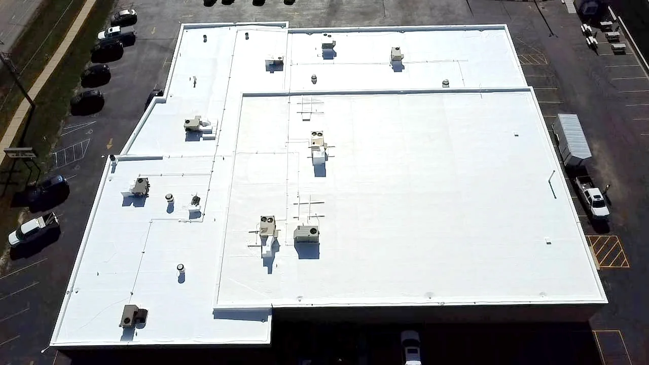 commercial flat roof with EPDM membrane