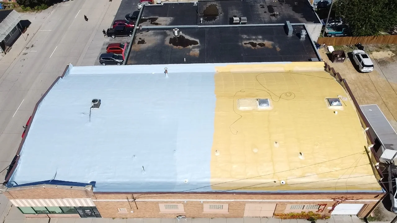 tar and gravel coating commercial flat roof